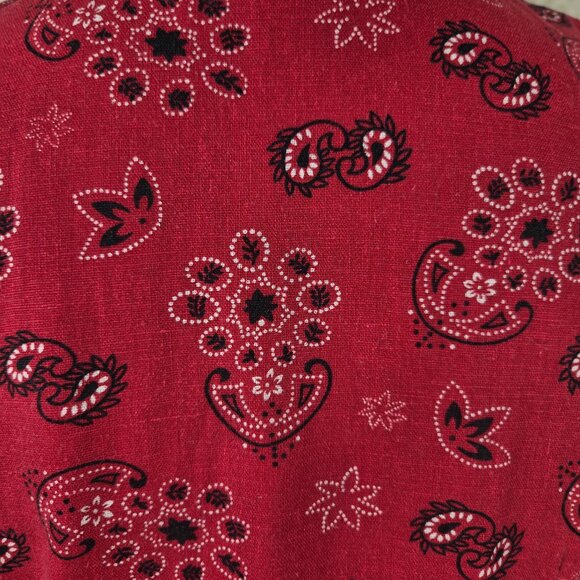 Coldwater Creek Size Small Red Bandana Print Shirt Dress Sleeveless Linen Blend - Picture 12 of 15
